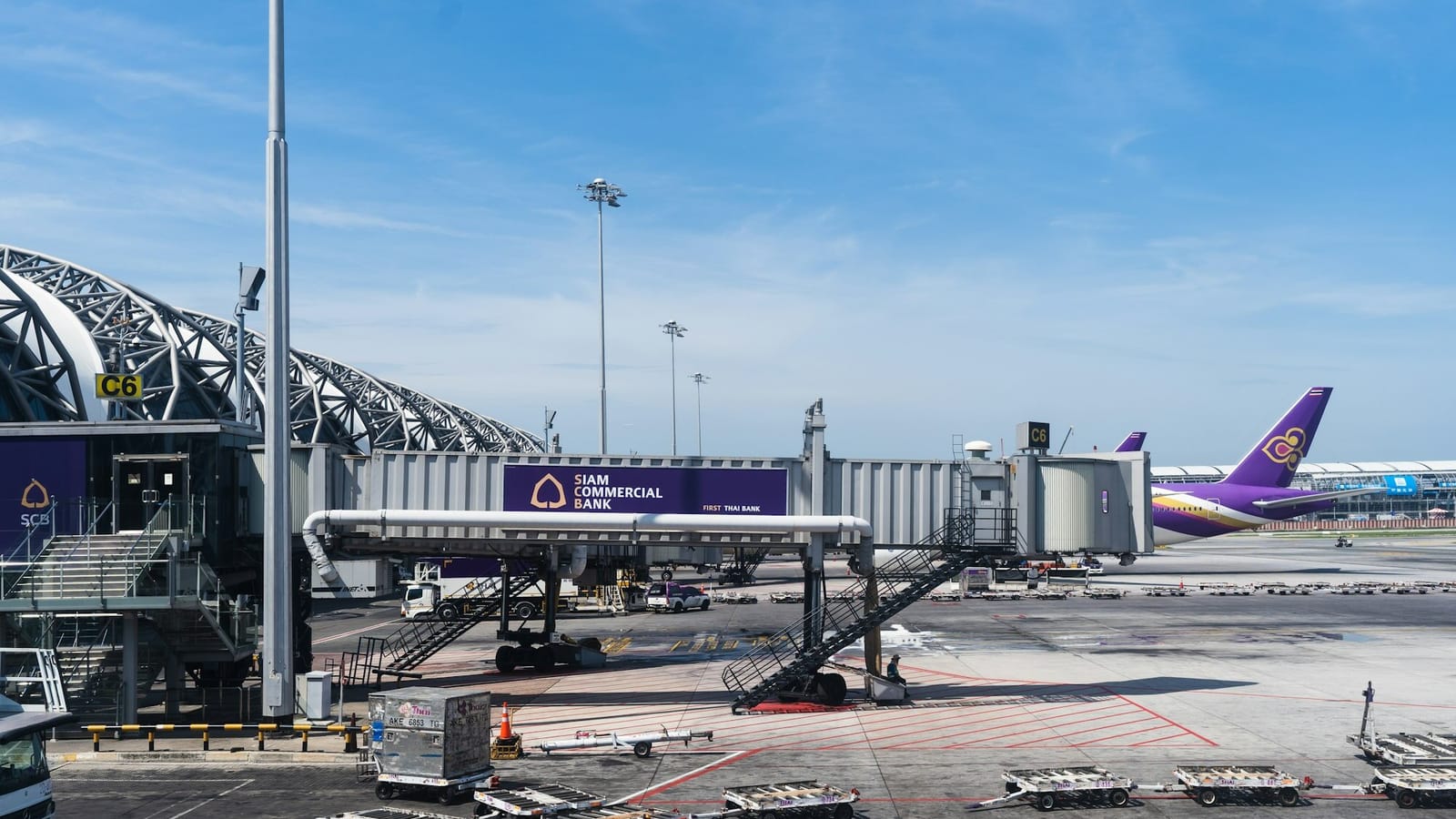 An aircraft on the apron at Suvarnabhumi Airport, Bangkok